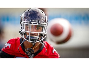 Calgary Stampeders Don Jackson during warm-up before facing the Ottawa Redblacks in CFL football in Calgary on Thursday, June 28, 2018. Al Charest/Postmedia