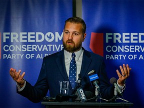 Independent Strathmore-area MLA, Derek Fildebrandt, officially announced he will be starting a new political party called Freedom Conservative Party of Alberta on Friday, July 20, 2018 in Calgary, Alberta. Al Charest/Postmedia