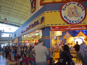 Build-A-Bear's pay your age day event drew hundreds to Chinook Centre on July 12, 2018. (Zach Laing / Postmedia Network)