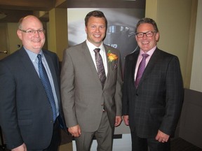 Cal 0728 Leaders 11 Pictured, from left, at the   Business in Calgary Leaders 2018 gala held June 27 at the Westin are platinum partners of the prestigious awards event MNP's Mike Ruttan, Trevor Winkler and Randy Mowat.
