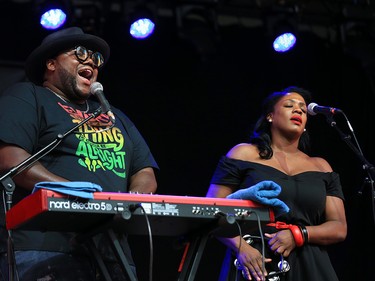 Michael and Tanya Trotter of The War and Treaty perform on the main stage on the opening night of the Calgary Folk Festival on