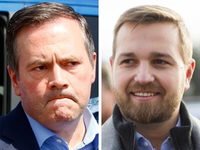 United Conservative Party Leader Jason Kenney and MLA Derek Fildebrandt, who has started a new party called Freedom Conservative Party of Alberta.