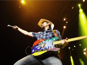 Country singer Brad Paisley performs at the Saddledome during the Calgary Stampede in Calgary on Friday, July 13, 2018. Jim Wells/Postmedia