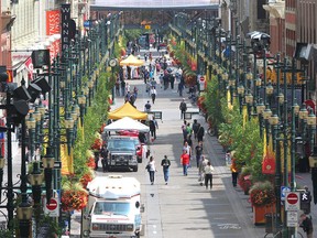 A porton of the 200 blk of Stephen Avenue Mall (8 Ave SW) in downtown Calgary on Wednesday, July 25, 2018.  Jim Wells/Postmedia