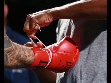 Dustin Poirier works out at the Palace Theatre in Calgary on Wednesday, July 25, 2018. The preparations have begun for UFC Fight Night which will take place Saturday July 28.  Jim Wells/Postmedia