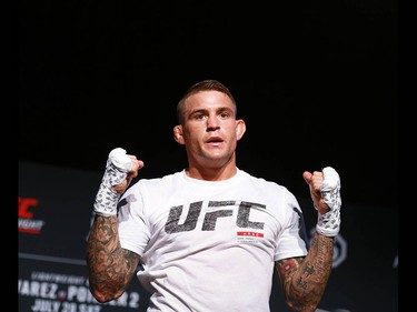 Dustin Poirier works out at the Palace Theatre in Calgary on Wednesday, July 25, 2018. The preparations have begun for UFC Fight Night which will take place Saturday July 28.  Jim Wells/Postmedia