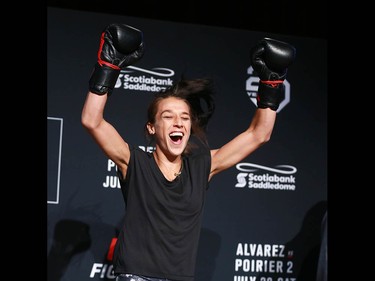 Joanna Jedrzejczyk works out at the Palace Theatre in Calgary on Wednesday, July 25, 2018. The preparations have begun for UFC Fight Night which will take place Saturday July 28.  Jim Wells/Postmedia