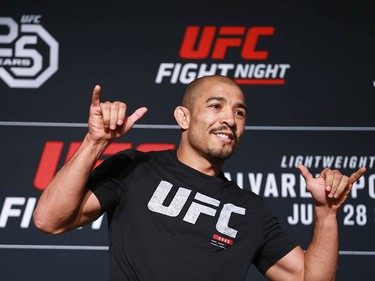 Jose Aldo works out works out at the Palace Theatre in Calgary on Wednesday, July 25, 2018. The preparations have begun for UFC Fight Night which will take place Saturday July 28.  Jim Wells/Postmedia