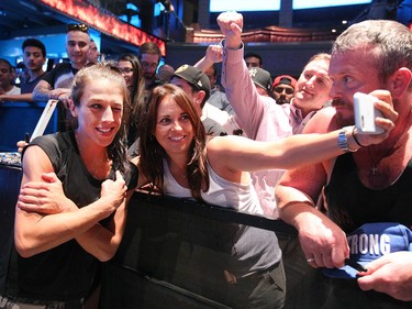 Joanna Jedrzejczyk meets fans at the Palace Theatre in Calgary on Wednesday, July 25, 2018. The preparations have begun for UFC Fight Night which will take place Saturday July 28.  Jim Wells/Postmedia