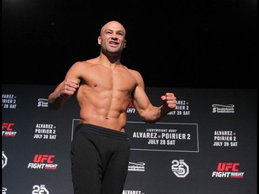 Eddie Alvarez works out at the Palace Theatre in Calgary on Wednesday, July 25, 2018. The preparations have begun for UFC Fight Night which will take place Saturday July 28.  Jim Wells/Postmedia