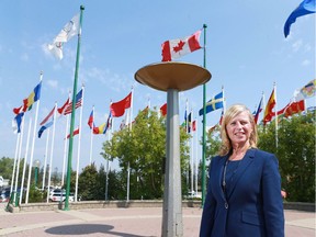 Mary Moran poses at Winsport after being announced as Calgary Olympic Bid Corporation CEO in Calgary on Tuesday, July 31, 2018. Jim Wells/Postmedia