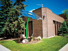 Solar flower adjacent to the Hillhurst Exchange building on Kensington Road.