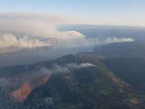 Two wildfires burn within a few kilometres of Peachland, B.C. Photo was taken on Thursday, July 19, 2018.