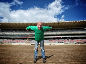 Eddie the Eagle, who is in this year's Grandstand show, poses in the infield at the Calgary Stampede on Wednesday July 4, 2018. Leah Hennel/Postmedia