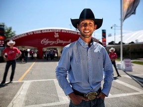 Filipe Masetti Leite poses for a photo on the Stampede grounds in Calgary, on Thursday July 5, 2018. Leite wrote a book about traveling from Calgary to South America on horseback. Leah Hennel/Postmedia