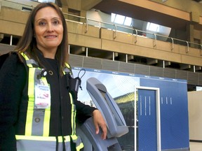 Ivonne Gamboa, director of terminal construction with the Calgary Airport Authority, said the new baggage system will reduce wait times and lost bags.