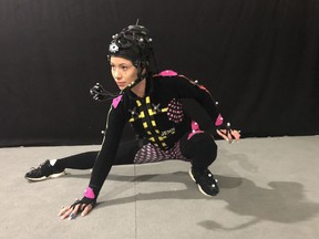 Calgary dancer Jenn Stafford performs for the Avatar sequels in her motion-capture gear.