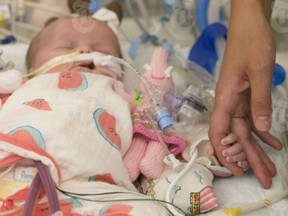 Georgia Bowen in the intensive care unit at Boston Children's Hospital on June 16, 2018. Doctors tried to revive the baby's heart with an infusion of one billion mitochondria.