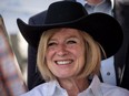 Alberta Premier Rachel Notley attends her Stampede pancake breakfast in Calgary on Monday, July 9, 2018. THE CANADIAN PRESS/Jeff McIntosh