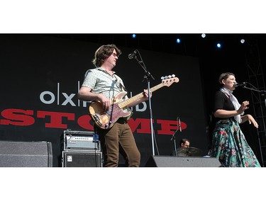 Bassist Ron Macey and Jessy Bell Smith of the Skydiggers, perform at  the 30th anniversary of the Oxford Stomp at Shaw Millennium Park on  Friday, July 13, 2018. Dean Pilling/Postmedia