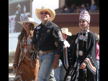 2018 Calgary Stampede Steer Wrestling Champion Matt Reeves, from Cross Plains, TX, celebrates on Sunday, July 15, 2018. Dean Pilling/Postmedia