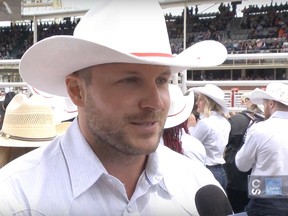 Justin Kripps at the 2018 Calgary Stampede rodeo. For roving reporter segment.