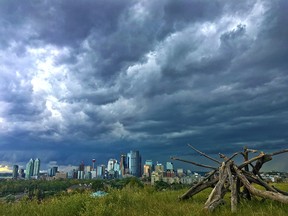 Ominous clouds gather over the north of Calgary on Monday July 23, 2018.