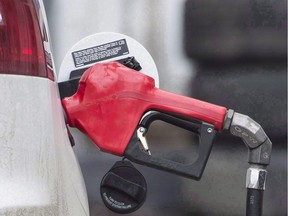 A gas pump is shown at a filling station in Montreal on April 12, 2017.