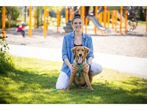 Megan Janzen and her 7 month old golden retriever in Walden.