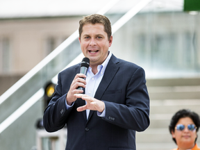Conservative Party Leader Andrew Scheer speaks at the India Day Festival and Grand Parade in Toronto on Sunday.