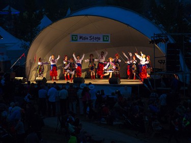 Ukrainian dancers perform at the opening night of the Globalfest Fireworks Festival. The night celebrated Ukraine and lit up the sky above Elliston Park on Thursday August 16, 2018.