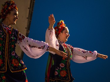 Ukrainian dancers perform at the opening night of the Globalfest Fireworks Festival. The night celebrated Ukraine and lit up the sky above Elliston Park on Thursday August 16, 2018.