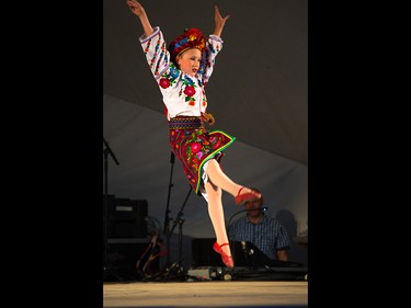 Ukrainian dancers perform at the opening night of the Globalfest Fireworks Festival. The night celebrated Ukraine and lit up the sky above Elliston Park on Thursday August 16, 2018.