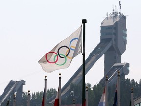 Ski jumps at Canada Olympic Park.