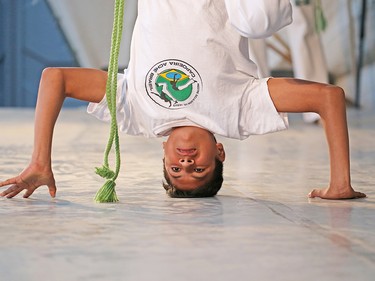 Capoeira Ache Brasil demonstrate capoeira at Globalfest on Tuesday, August 21, 2018. The Philippines put on the show fireworks show for the night.