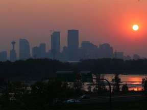 It was another forest fire enhanced sunset in Calgary on Wednesday August 22, 2018. Despite a brief reprieve on Monday it looks like more smoke is forecast to move on Thursday. Gavin Young/Postmedia