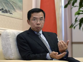 Ambassador of China to Canada Lu Shaye speaks during an interview with