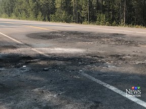 Scene of a fatal crash on Highway 93 about 60 km south of Jasper.