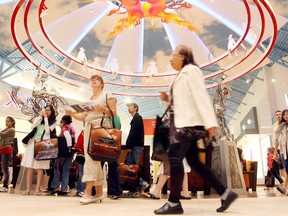 Walkers and shoppers do laps at CrossIron Mills Shopping Centre north of Calgary.