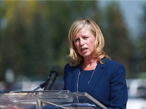 Mary Moran speaks at Winsport after being announced as Calgary Olympic Bid Corporation CEO in Calgary on July 31, 2018.