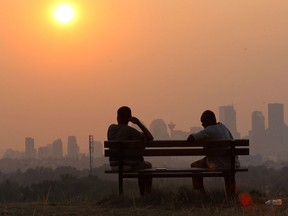 Environment Canada meteorologist Dave Carlsen says Calgary will be "back in the soup" until at least Friday as smoke from more than 550 raging wildfires in B.C. will reduce visibility and leave a lingering campfire smell across the city.