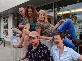 Veteran fringe performers return to Calgary this year. Clockwise from top left: Rob Gee, Gemma Wilcox, Susan Jeremy, Erika Kate MacDonald and Pal Strickland. Courtesy, Blair Gallant