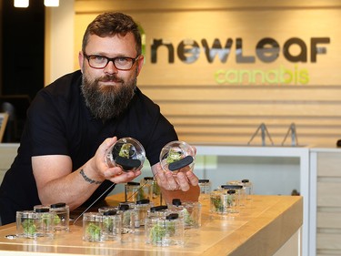 NewLeaf CAO Angus Taylor gives a Sneak-Peek at the future of Cannabis at his 1935 37th SW store in Calgary on Monday August 20, 2018. Darren Makowichuk/Postmedia