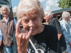 A photo of a group of old people at the rock festival was posted on Twitter followed by the caption "Supervised Wacken.... no discrimination against senior citizens".