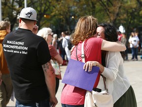 Hundreds came out for International Overdose Awareness Day Invitation at City Hall as Calgary continues to lose hundreds of citizens each year to drug poisoning on Friday August 31, 2018. Darren Makowichuk/Postmedia