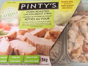 A package of Pinty's chicken strips is shown in this undated handout photo.