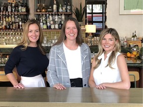Kelly Morrison, Kristen Lien and Kate Allen, partners at Frank Architecture and Interiors, at Bridgette Bar, one of their hospitality industry creations.