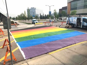Mount Royal University has created a permanent Pride crosswalk with help from Zoom Painting.