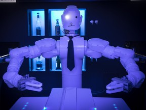 Robot mixologist R1-B1 at Le XVI XVI on Tuesday September 11, 2018.