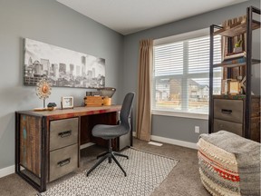 A secondary bedroom can be outfitted as a home office.